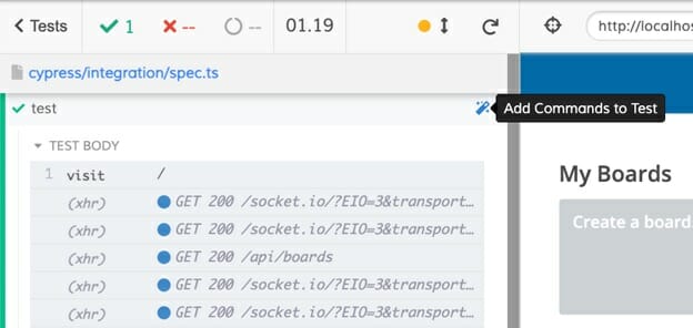 Cypress Studio icon The icon for Cypress Studio appears when you hover over the test name