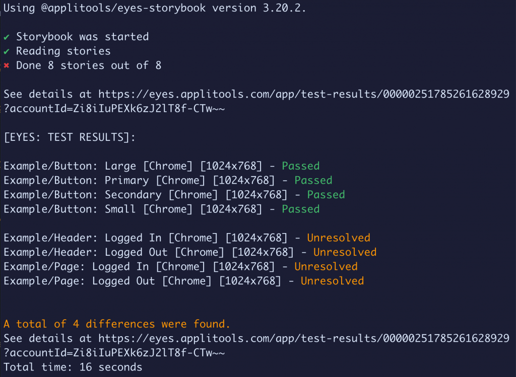 Differences in Applitools tests Showing the differences in Applitools tests